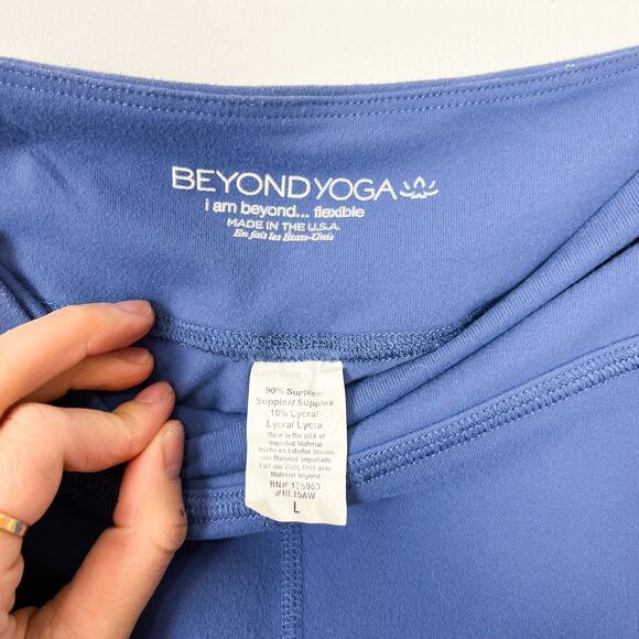 Beyond Yoga Essential Ruched Gathered Blue Ankle Crop Legging Size Large - Picture 7 of 9